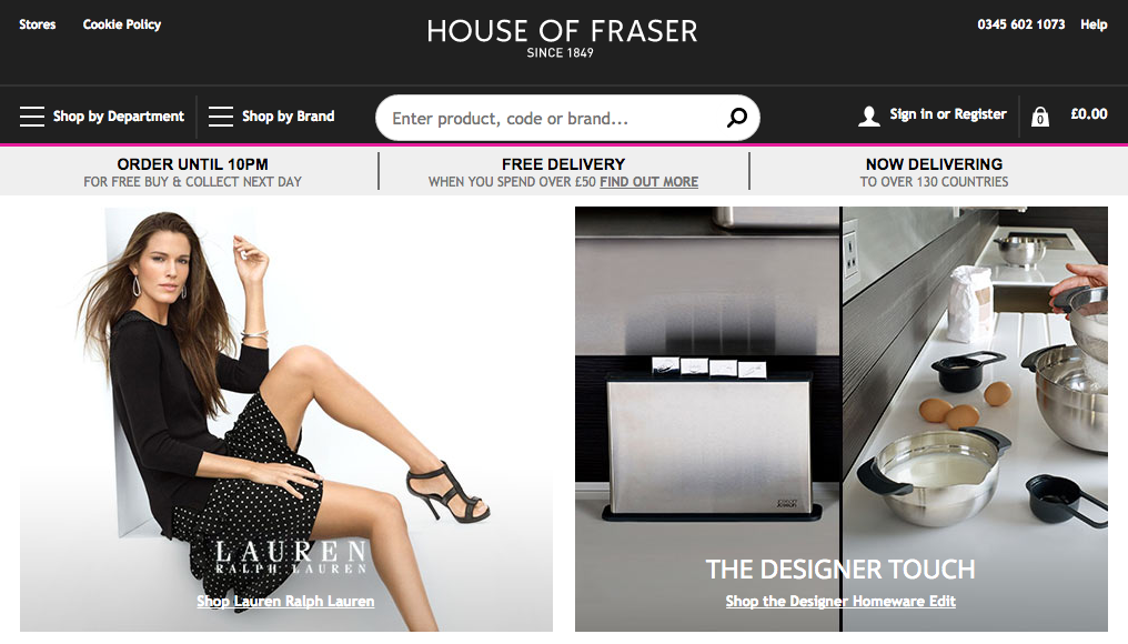 House of Fraser best at click and collect
